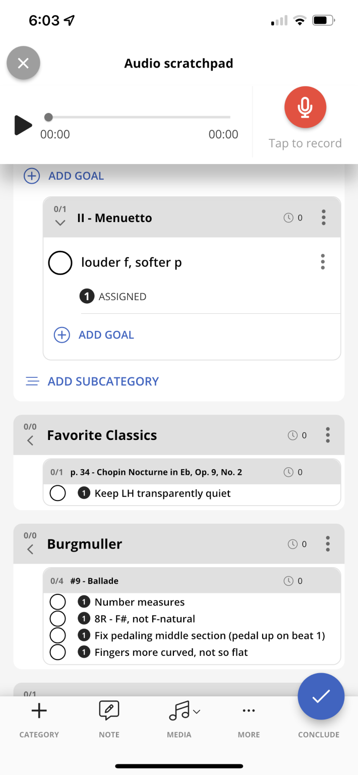 Audio Scratchpad - MetaPractice Teacher